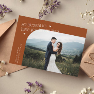 So Blessed Terracotta Wedding Photo Thank You Card