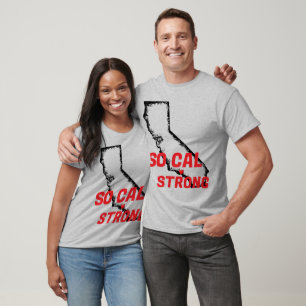 SO CAL STRONG Red Blk CA Outline Solid Heart T-Shirt