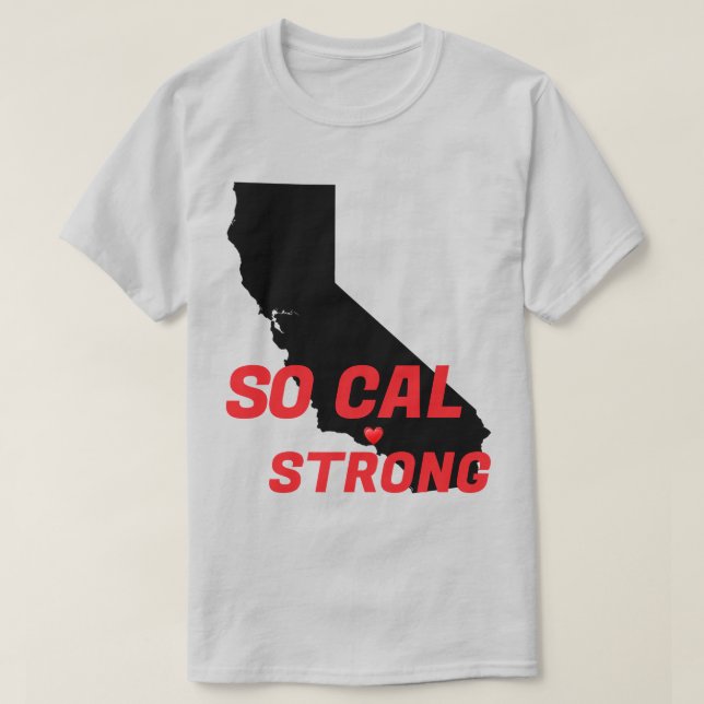 SO CAL STRONG Red Blk CA Solid Heart T-Shirt (Design Front)