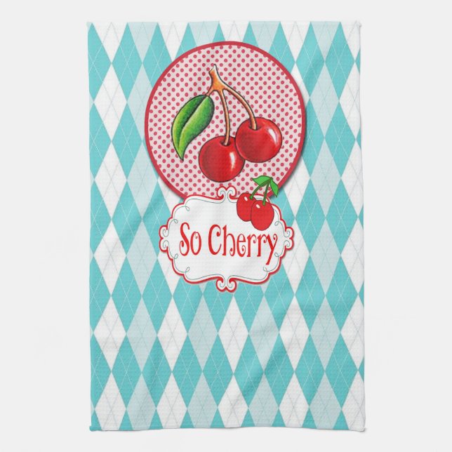 "So Cherry" Retro Tea Towel. Towel (Vertical)