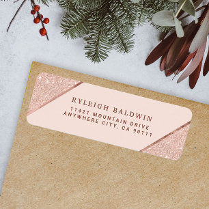 So Chic Rose Gold Return Address Label