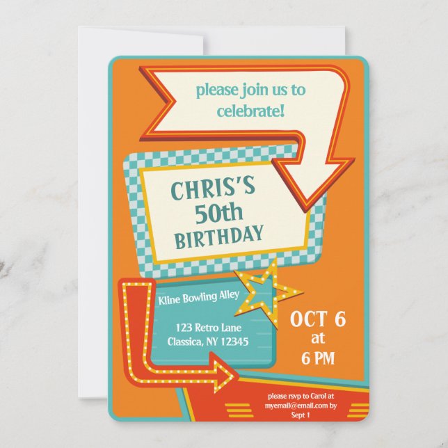 So Classic Retro Sign 50 Birthday  Invitation (Front)