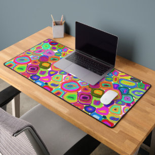 So Colourful Multicolor Circles Oil Painted Style Desk Mat
