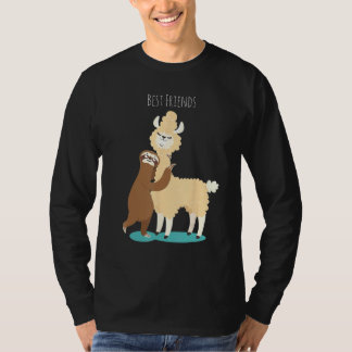 So Cute alpaca with sloth lazy bear T-Shirt