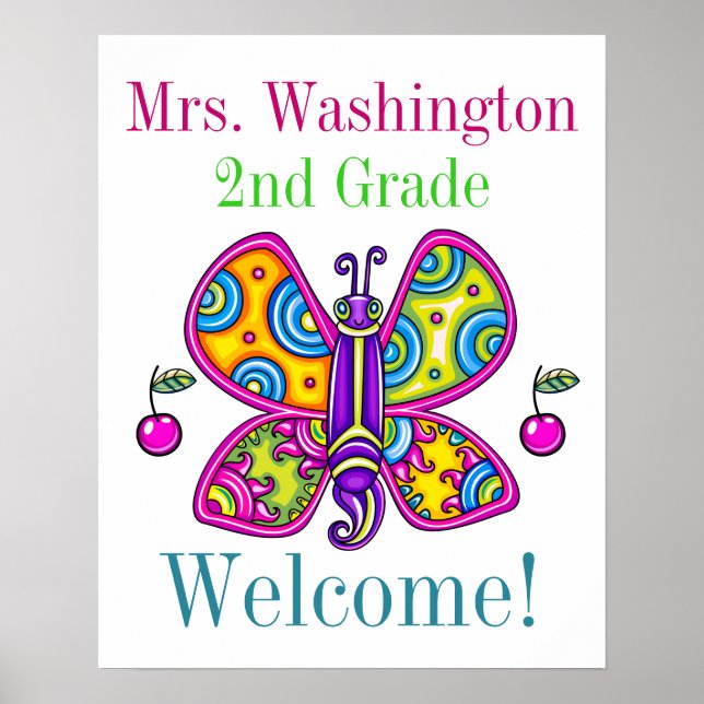 So Cute Butterfly Theme Teacher Poster (Front)