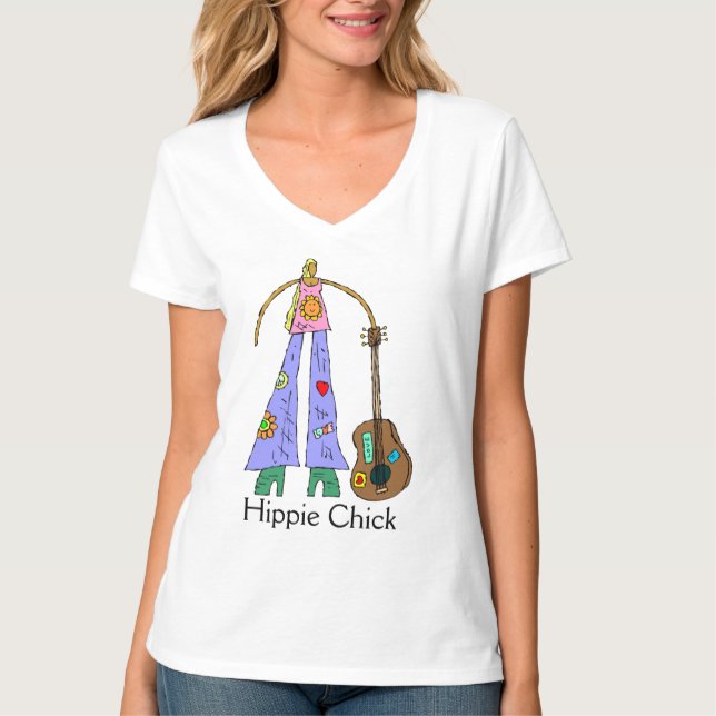 So Cute Hippie Chick Design T-shirt (Front)