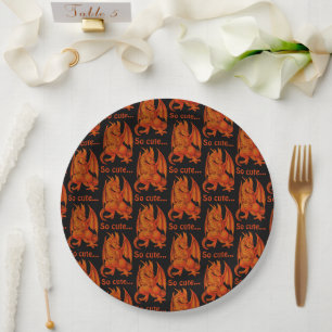 So Cute orange dragon Paper Plate