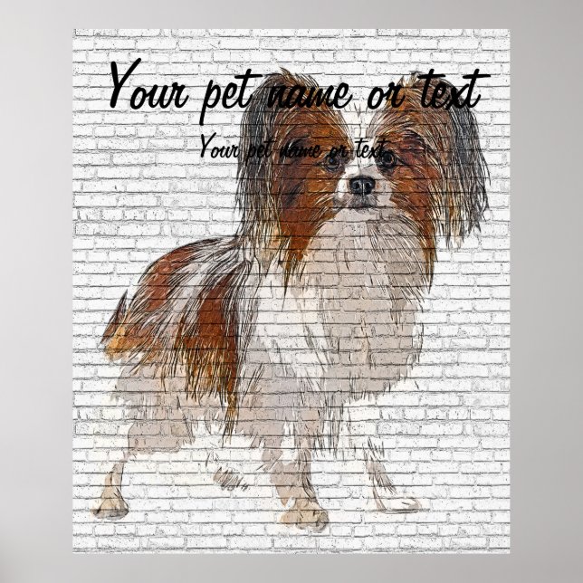 So Cute Papillon Dog - Brick Block Background Poster (Front)