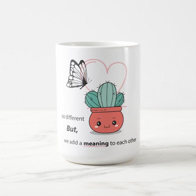 So Different , Perfect Together – Cute Love Couple Coffee Mug (Center)