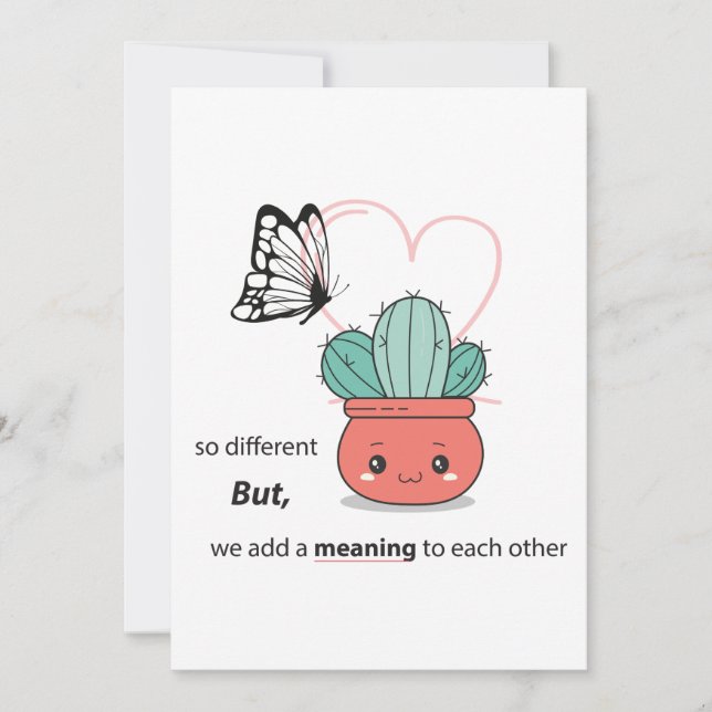 So Different , Perfect Together – Cute Love Couple Holiday Card (Front)