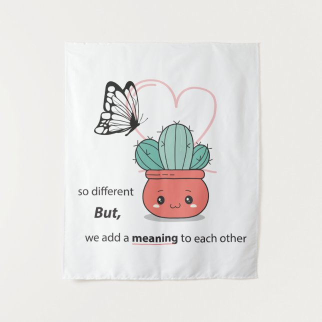 So Different , Perfect Together – Cute Love Couple Tapestry (Front)