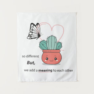 So Different , Perfect Together – Cute Love Couple Tapestry