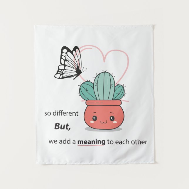 So Different , Perfect Together – Cute Love Couple Tapestry (Front)