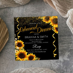So Elegant Sunflowers Rehearsal Dinner Invitation