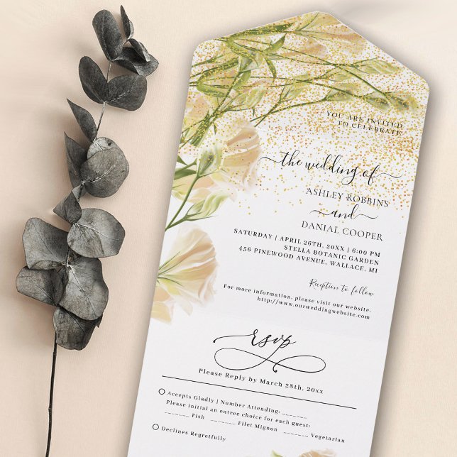 So Elegant White Floral Wedding All In One Invitat Invitation (Creator Uploaded)