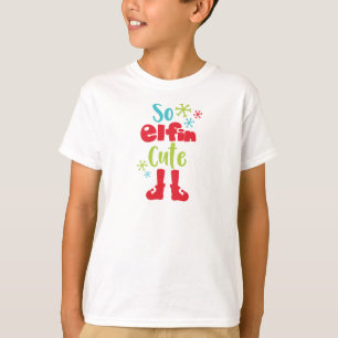 So Elfin Cute, Elf Shoes, Snowflakes, Christmas T-Shirt