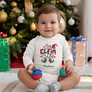 So Elfin Cute Personalised Name Elf Christmas  Baby Bodysuit