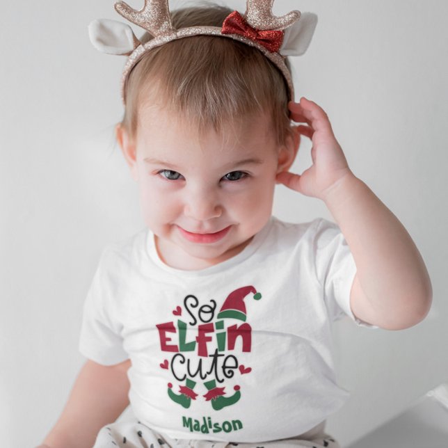 So Elfin Cute Personalised Name Elf Christmas T-Shirt (Creator Uploaded)