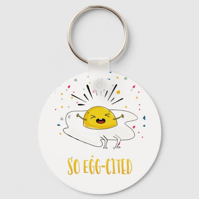 So excited congratulations new job new house egg   key ring (Front)