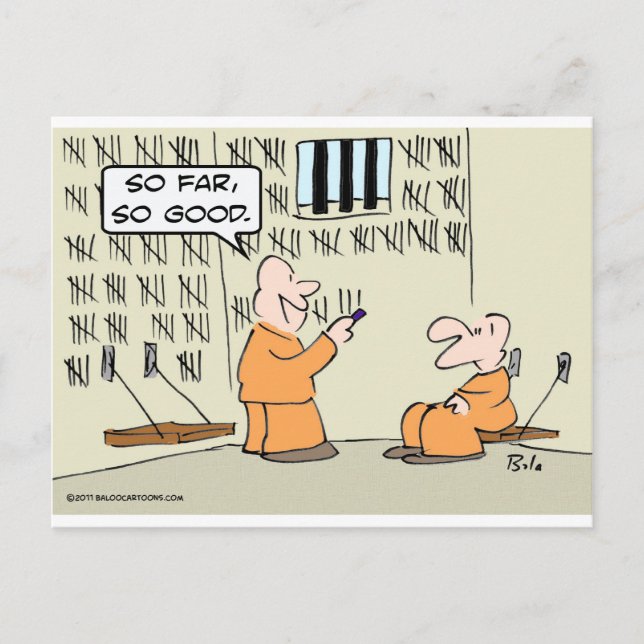 So far, so good in prison postcard (Front)
