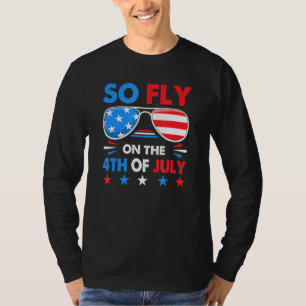 So Fly 4th Of July American Flag Sunglasses Boys K T-Shirt