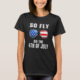 So Fly 4th Of July American Flag Sunglasses Boys K T-Shirt