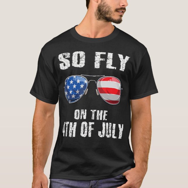 So Fly Of July American Flag Sunglasses Boys Kids  T-Shirt (Front)