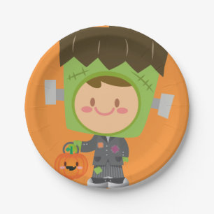 So Franken Cute Frankenstein Kids Halloween Paper Plate