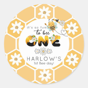 So fun to Bee One bumble bee 1st Birthday  Classic Round Sticker