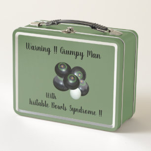 So Funny Irritable Lawn Bowls Man, Metal Lunchbox