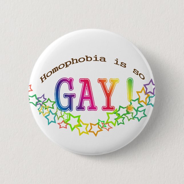 so gay! 6 cm round badge (Front)