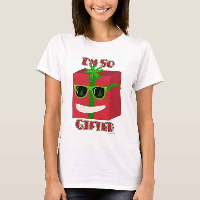 So Gifted Funny Cartoon Holiday Present Slogan T-Shirt (Front)