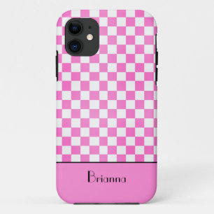 So Girly Pink Chequerboard Personalised Case-Mate iPhone Case