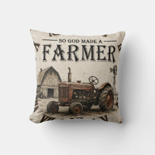 So God Made a Farmer Rustic Vintage Tractor Cushion