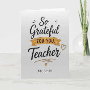 So Grateful for You Personalised Teacher Card