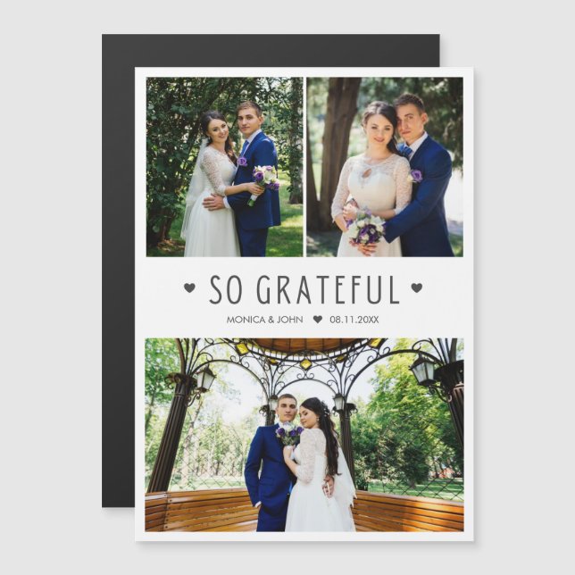 So Grateful Modern Photo Wedding Thank You (Front/Back)