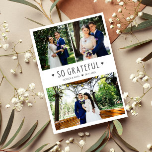 So Grateful Modern Photo Wedding Thank You  Card
