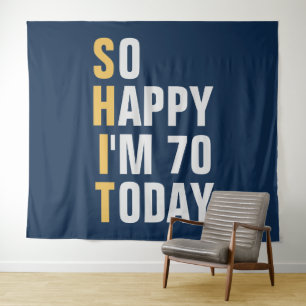 So Happy I'm 70 70th birthday backdrop banner Tapestry