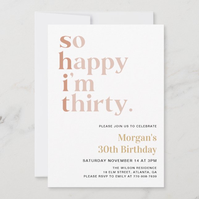 So Happy I'm Thirty Funny 30th Birthday Invitation (Front)