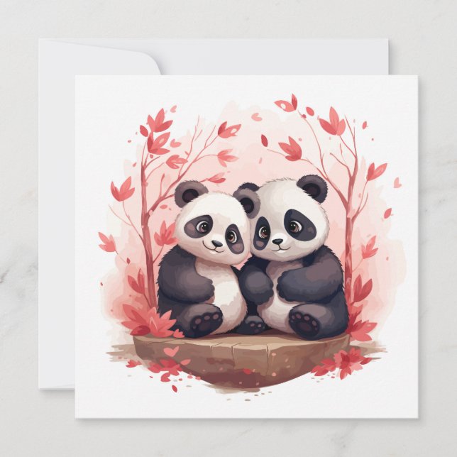 So Happy Together Panda pair  Invitation (Front)