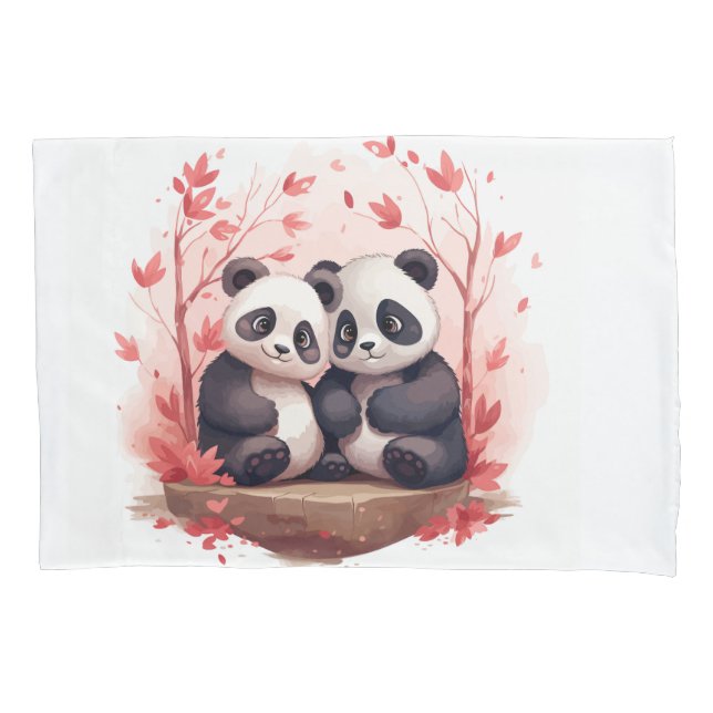 So Happy Together Panda pair  Pillowcase (Front)