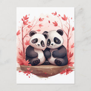 So Happy Together Panda pair Postcard