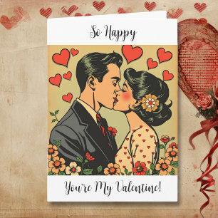 So Happy You're my Valentine   Retro Pop Art Card