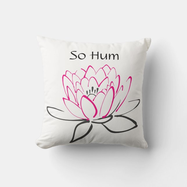 So Hum Pink Black Lotus Pillow (Front)