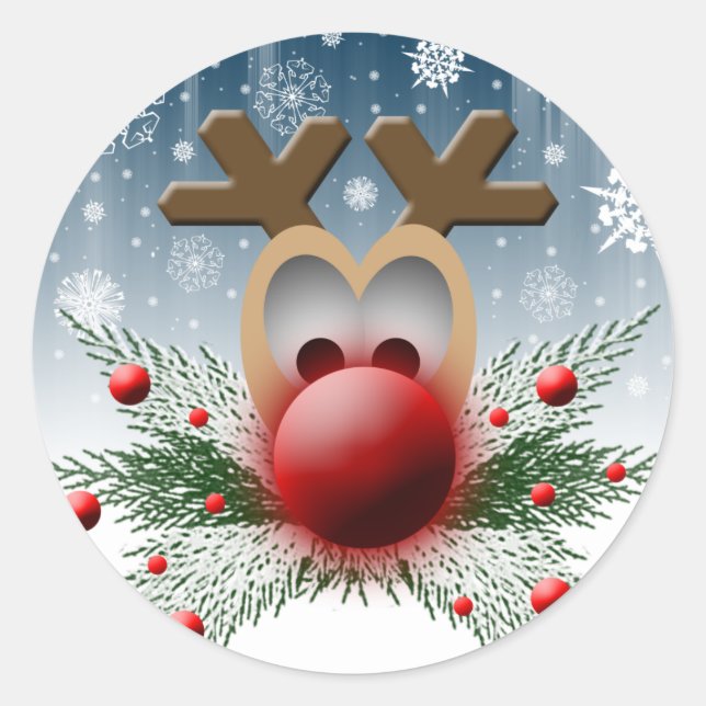 So It Glows Xmas Holiday Christmas Reindeer Classic Round Sticker (Front)