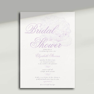 So Lilac Peony Calligraphy Elegant Bridal Shower Invitation