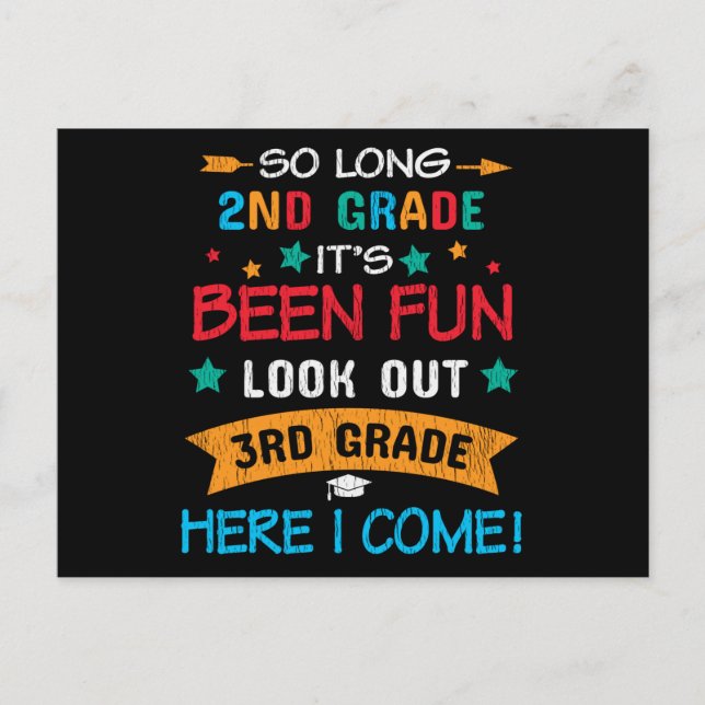 So Long 2nd Grade Look Out 3rd Grade Student Gift Postcard (Front)