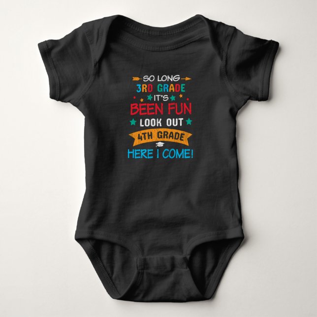 So Long 3rd Grade Look Out 4th Grade Student Gift Baby Bodysuit (Front)