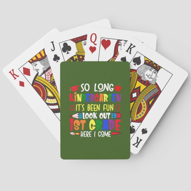 So Long Kindergarten First Grade Teacher Playing Cards (Back)