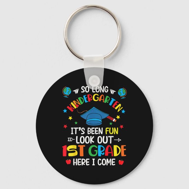 So Long Kindergarten Graduation 1st Grade Kids Boy Key Ring (Front)